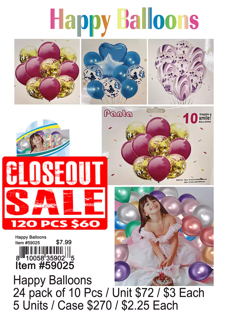 Happy Balloons - Closeout 120 Pcs.